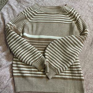 Orange and white knit sweater